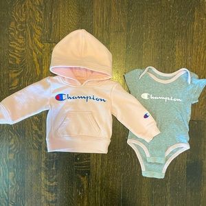Champion 6m baby girl hoodie and onesie